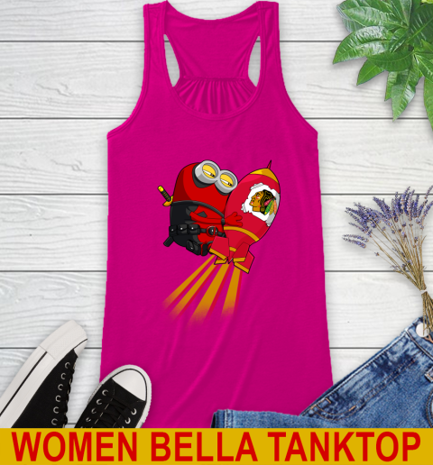 NHL Hockey Chicago Blackhawks Deadpool Minion Marvel Shirt Racerback Tank 6