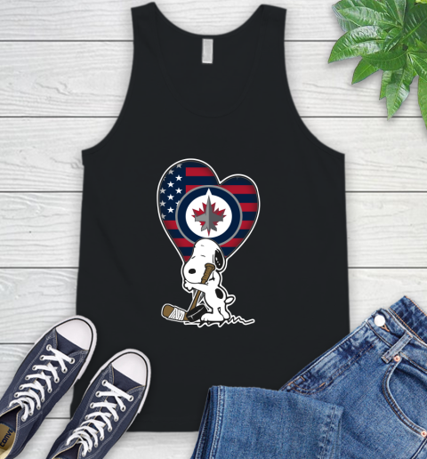 Winnipeg Jets NHL Hockey The Peanuts Movie Adorable Snoopy Tank Top 2