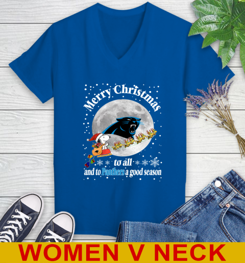 Carolina Panthers Merry Christmas To All And To Panthers A Good Season NFL Football Sports Women's V-Neck T-Shirt 9