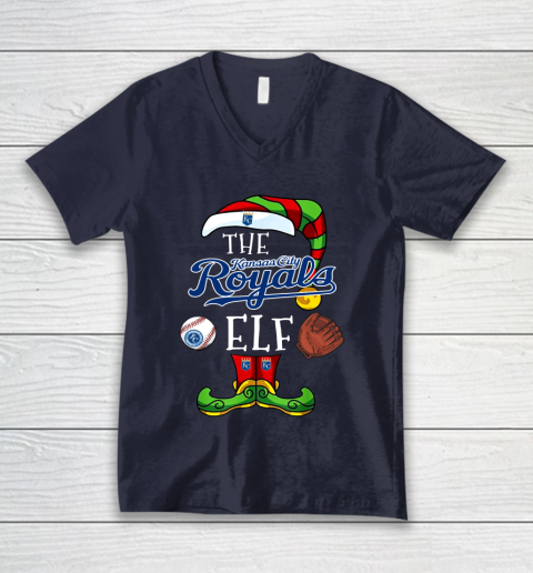 Kansas City Royals Christmas ELF Funny MLB V-Neck T-Shirt 2
