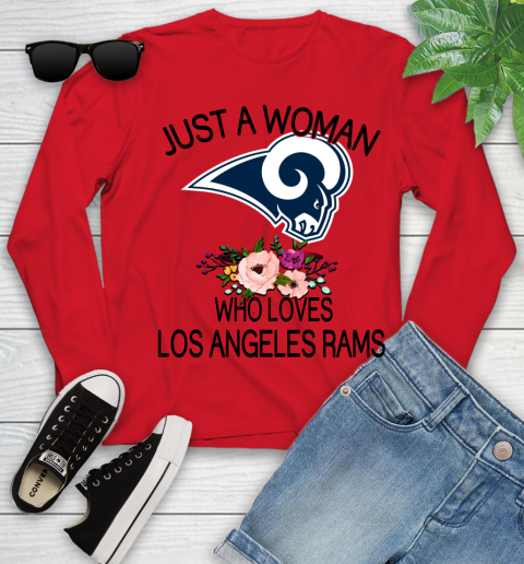NFL Just A Woman Who Loves Los Angeles Rams Football Sports Youth Long Sleeve 8