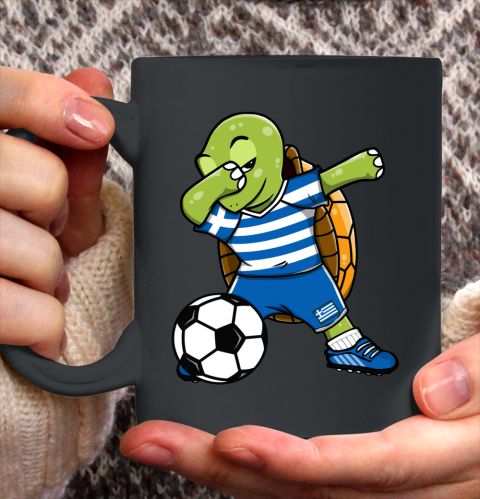 Dabbing Turtle Greece Soccer Fans Jersey Greek Football Ceramic Mug 11oz