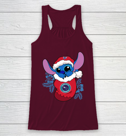 Charlotte Hornets Christmas Stitch In The Sock Funny Disney NBA Racerback Tank 3