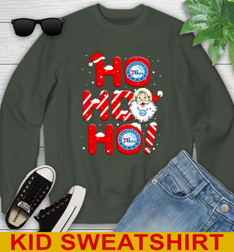 Philadelphia 76ers NBA Basketball Ho Ho Ho Santa Claus Merry Christmas Shirt Youth Sweatshirt 8