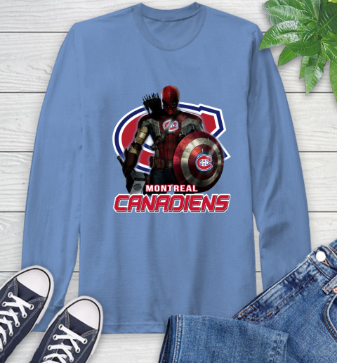 NHL Captain America Thor Spider Man Hawkeye Avengers Endgame Hockey Montreal Canadiens Long Sleeve T-Shirt 11