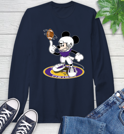 NFL Football Minnesota Vikings Cheerful Mickey Disney Shirt Long Sleeve T-Shirt 4