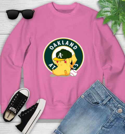 MLB Pikachu Baseball Sports Oakland Athletics Youth Sweatshirt 7
