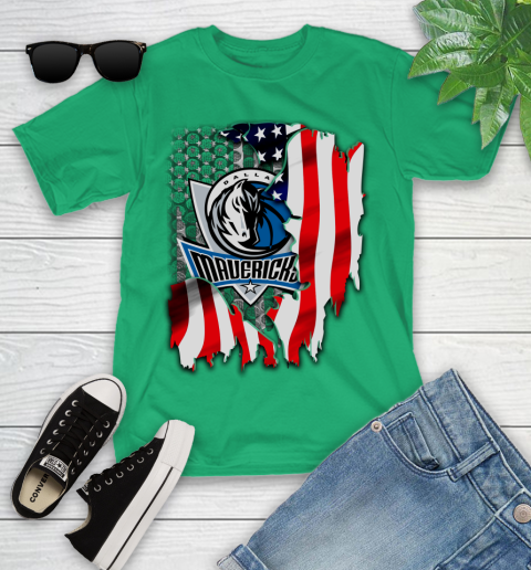 Dallas Mavericks NBA Basketball American Flag Youth T-Shirt 8