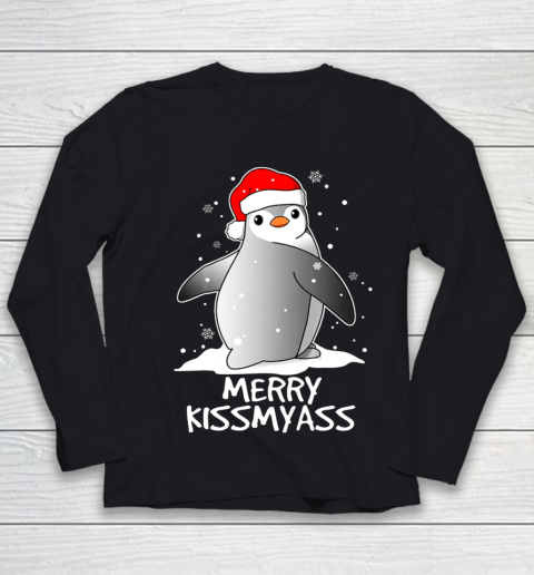 Funny Penguin Merry Kissmyass Christmas Youth Long Sleeve