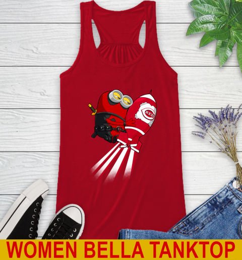 MLB Baseball Cincinnatim Reds Deadpool Minion Marvel Shirt Racerback Tank 4