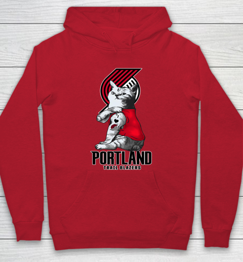 NBA Basketball My Cat Loves Portland Trail Blazers Hoodie - Image 8