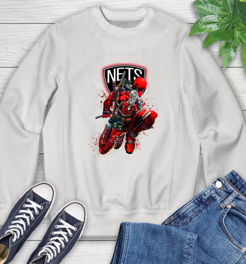 NBA Deadpool Marvel Comics Sports Basketball Brooklyn Nets Sweatshirt