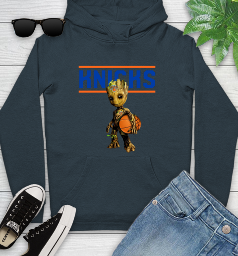 New York Knicks NBA Basketball Groot Marvel Guardians Of The Galaxy Youth Hoodie 8