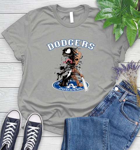 MLB Los Angeles Dodgers Baseball Venom Groot Guardians Of The Galaxy Women's T-Shirt 10