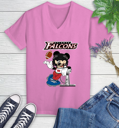 NFL Atlanta Falcons Mickey Mouse Disney Super Bowl Football T Shirt Women's V-Neck T-Shirt 14