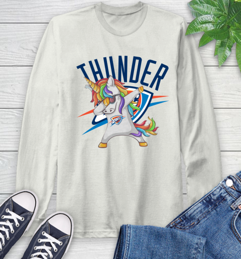 Oklahoma City Thunder NBA Basketball Funny Unicorn Dabbing Sports Long Sleeve T-Shirt 12