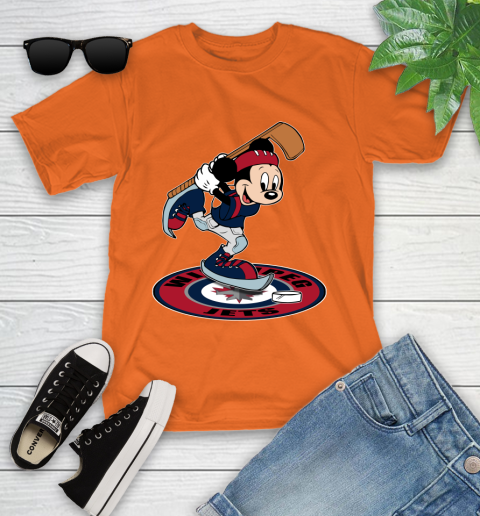 NHL Hockey Winnipeg Jets Cheerful Mickey Disney Shirt Youth T-Shirt 7