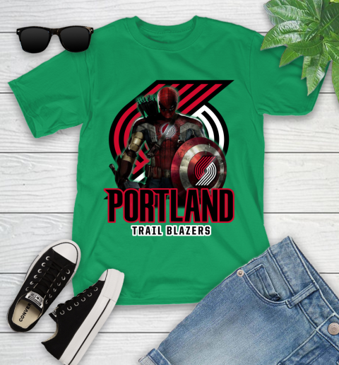 Portland Trail Blazers NBA Basketball Captain America Thor Spider Man Hawkeye Avengers Youth T-Shirt 6