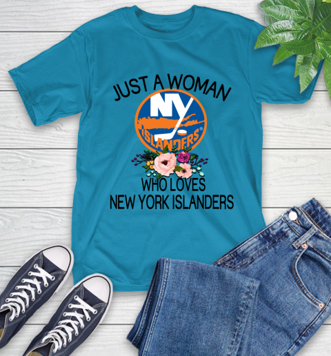 NHL Just A Woman Who Loves New York Islanders Hockey Sports T-Shirt 7