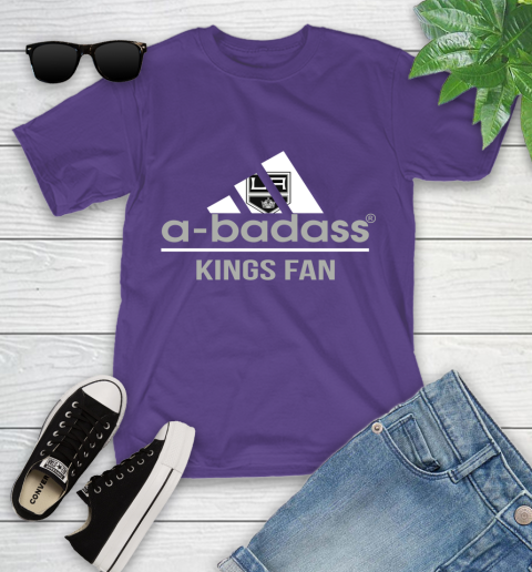 NHL A Badass Los Angeles Kings Fan Adidas Hockey Sports Youth T-Shirt 3