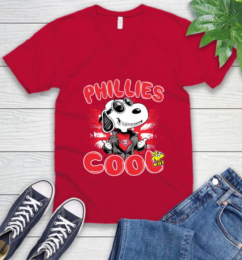 MLB Baseball Philadelphia Phillies Cool Snoopy Shirt V-Neck T-Shirt 6