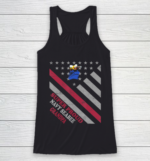 GrandFather gift shirt Vintage Flag Veteran Super Proud Navy Seabee Grandpa T Shirt Racerback Tank