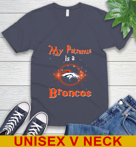 NFL Football Harry Potter My Patronus Is A Denver Broncos V-Neck T-Shirt 7