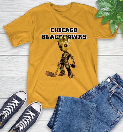 Chicago Blackhawks NHL Hockey Groot Marvel Guardians Of The Galaxy T-Shirt 3