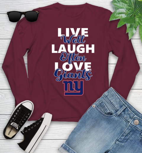 NFL Football New York Giants Live Well Laugh Often Love Shirt Youth Long Sleeve 5