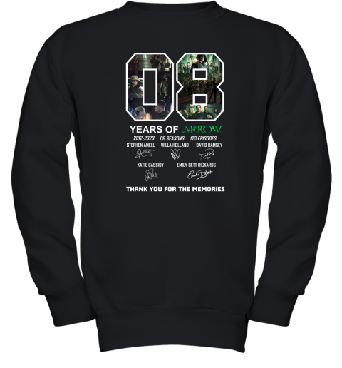 8 Years Of Arrow Thank You For The Memories Youth Sweatshirt