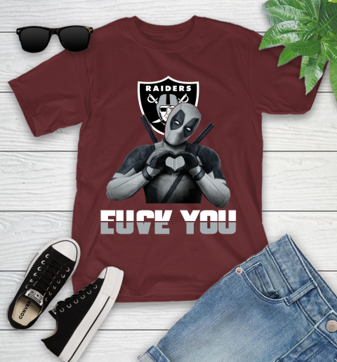 NHL Oakland Raiders Deadpool Love You Fuck You Football Sports Youth T-Shirt 14