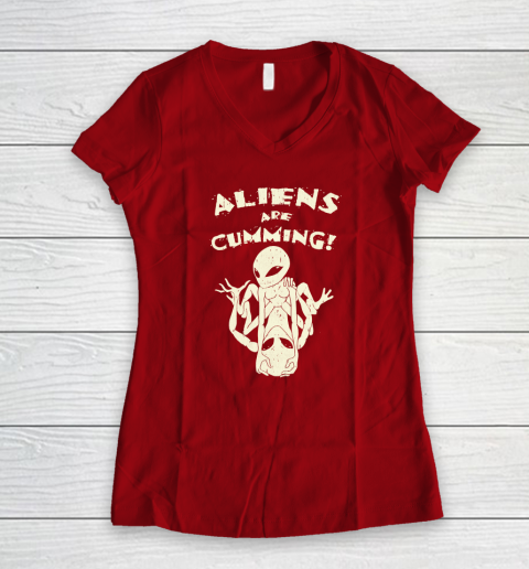 Aliens Are Cumming Women's V-Neck T-Shirt 6