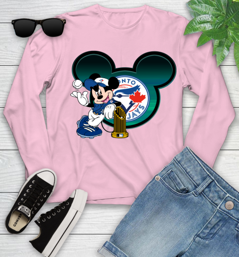 MLB Toronto Blue Jays The Commissioner's Trophy Mickey Mouse Disney Youth Long Sleeve 10