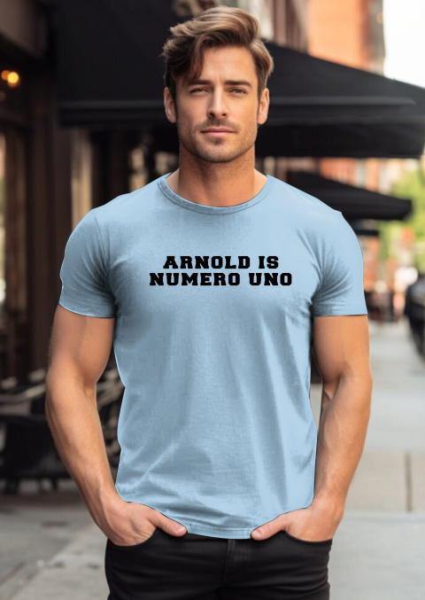 Unisex Arnold Schwarzenegger is numero uno T-Shirt fthw unisex arnold schwarzenegger is numero uno classic t shirt 2 front light blue