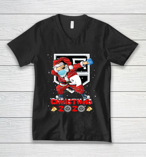 Los Angeles Kings Funny Santa Claus Dabbing Christmas 2020 NHL V-Neck T-Shirt