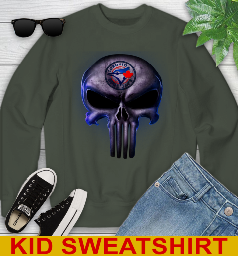 Toronto Blue Jays MLB Baseball Punisher Skull Sports Youth Sweatshirt 8