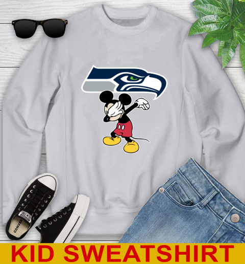 Seattle Seahawks NFL Football Dabbing Mickey Disney Sports Youth Sweatshirt 4