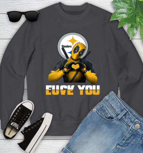 NHL Pittsburgh Steelers Deadpool Love You Fuck You Football Sports Youth Sweatshirt 5