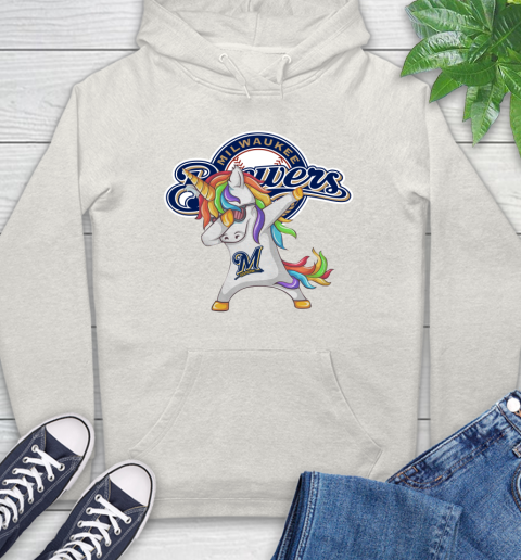 Milwaukee Brewers MLB Baseball Funny Unicorn Dabbing Sports Hoodie 12