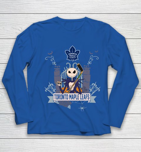 NHL Toronto Maple Leafs Hockey Jack Skellington Halloween Youth Long Sleeve 7