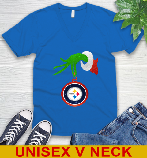 Pittsburgh Steelers Grinch Merry Christmas NFL Football V-Neck T-Shirt 6