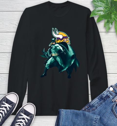 NFL Batman Football Sports Minnesota Vikings Long Sleeve T-Shirt 2