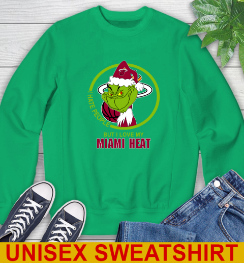 Miami Heat NBA Christmas Grinch I Hate People But I Love My Favorite Basketball Team Sweatshirt 6