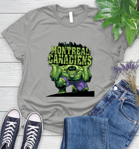Montreal Canadiens NHL Hockey Incredible Hulk Marvel Avengers Sports Women's T-Shirt 10