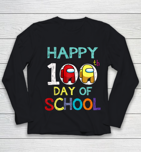 Happy 100 Days Of School A mong With Us For Kids Game Lover Youth Long Sleeve