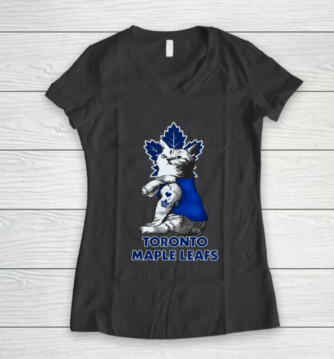 NHL My Cat Loves Toronto Maple Leafs Hockey Women's V-Neck T-Shirt 6