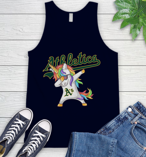 Oakland Athletics MLB Baseball Funny Unicorn Dabbing Sports Tank Top 3