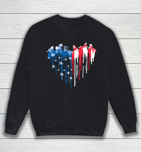 4th Of July American Flag Heart Horse Sweatshirt