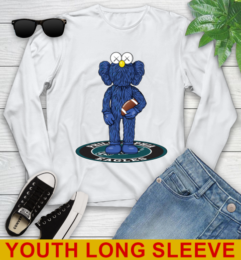 NFL Football Philadelphia Eagles Kaws Bff Blue Figure Shirt Youth Long Sleeve