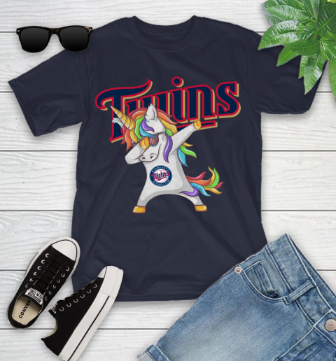 Minnesota Twins MLB Baseball Funny Unicorn Dabbing Sports Youth T-Shirt 3